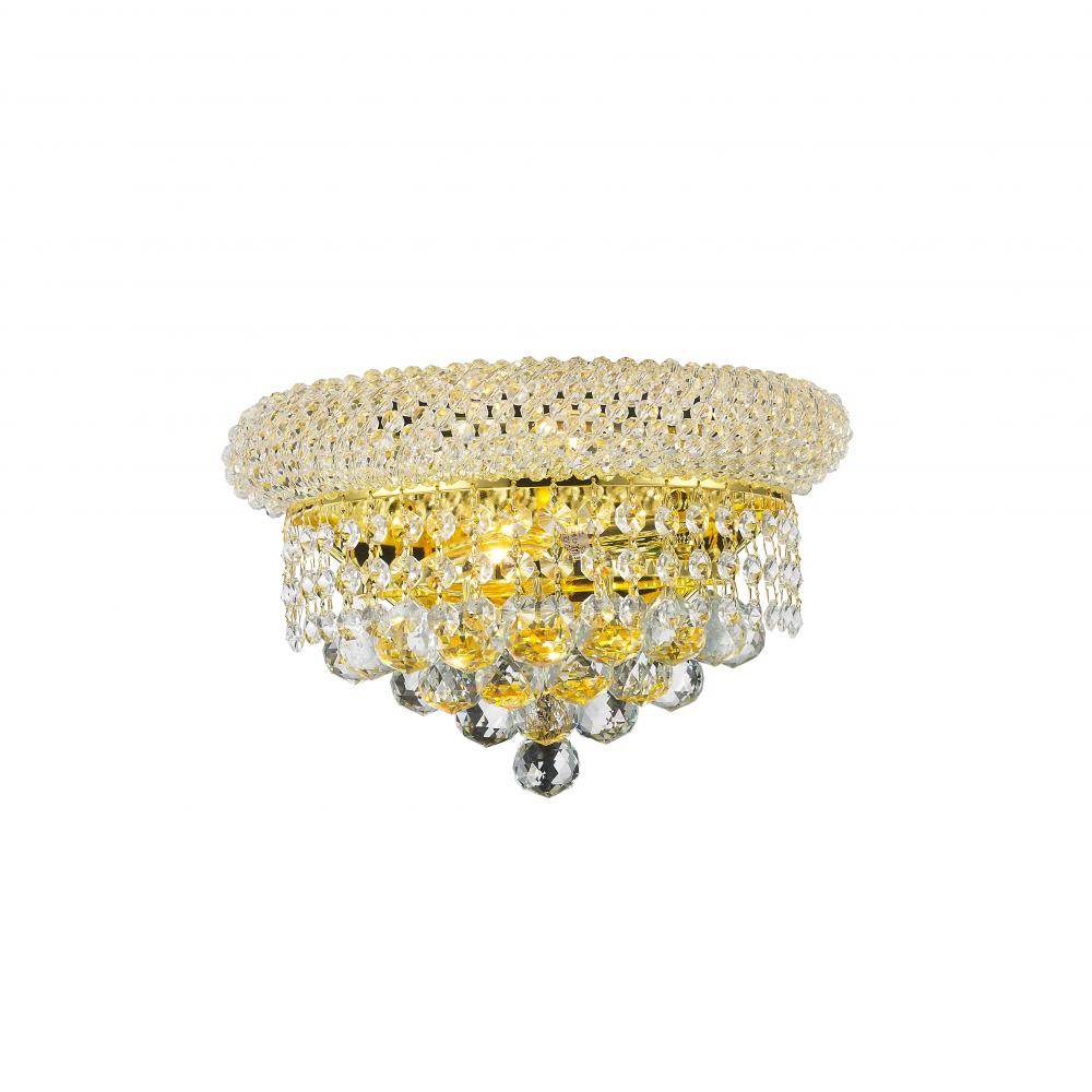 USA BRAND French Empire 2 Light GOLD Finish Crystal Wall Sconce Light 12" x 6" 
