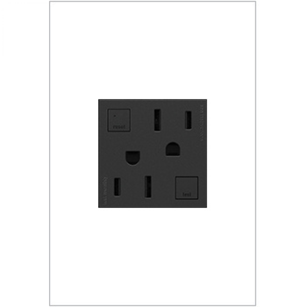 adorne Tamper-Resistant 15A Duplex Self-Test GFCI Receptacles, Graphite