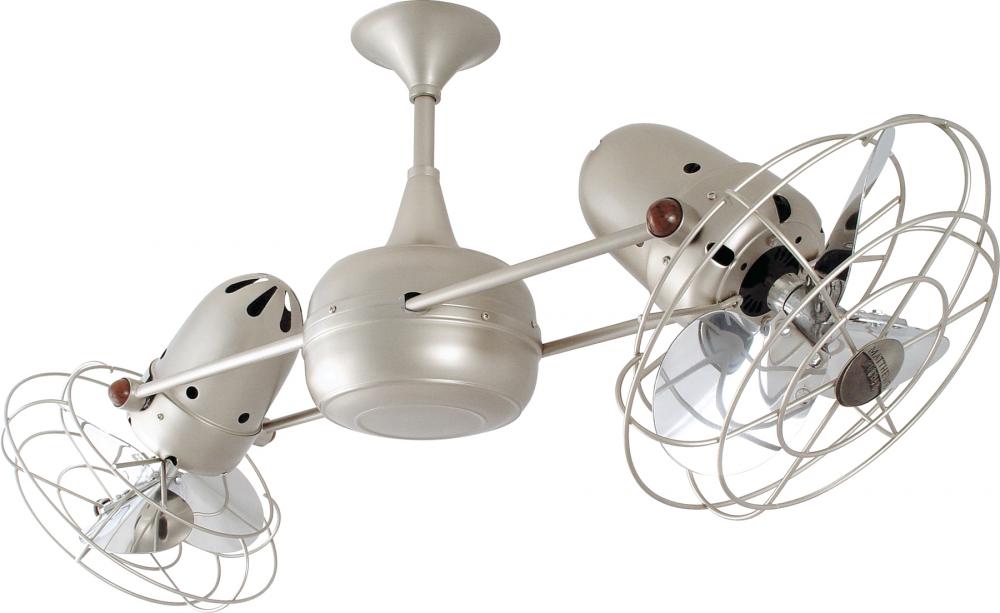 Duplo Dinamico 360” rotational dual head ceiling fan in Brushed Nickel finish with Metal blades.