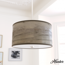 Hunter 19244 - Hunter Solhaven Warm Grey Oak and Brushed Nickel with Painted Cased White Glass 2 Light Pendant
