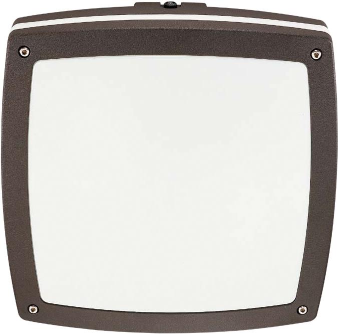2-Light Square Wall/Ceiling Light in Architectural Bronze Finish with Photocell and (2) 18W GU24