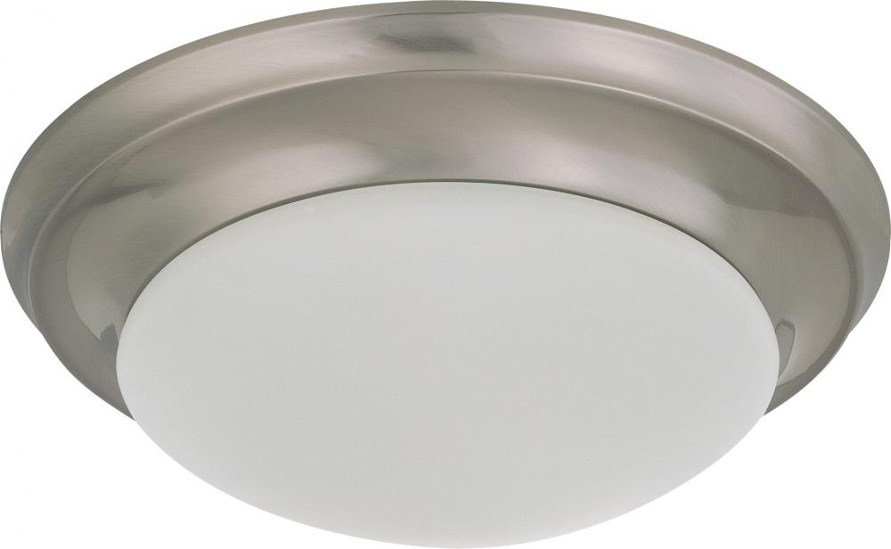 1-Light Twist & Lock Dome Small Flush Mount Ceiling Light in Brushed Nickel Finish with Frosted