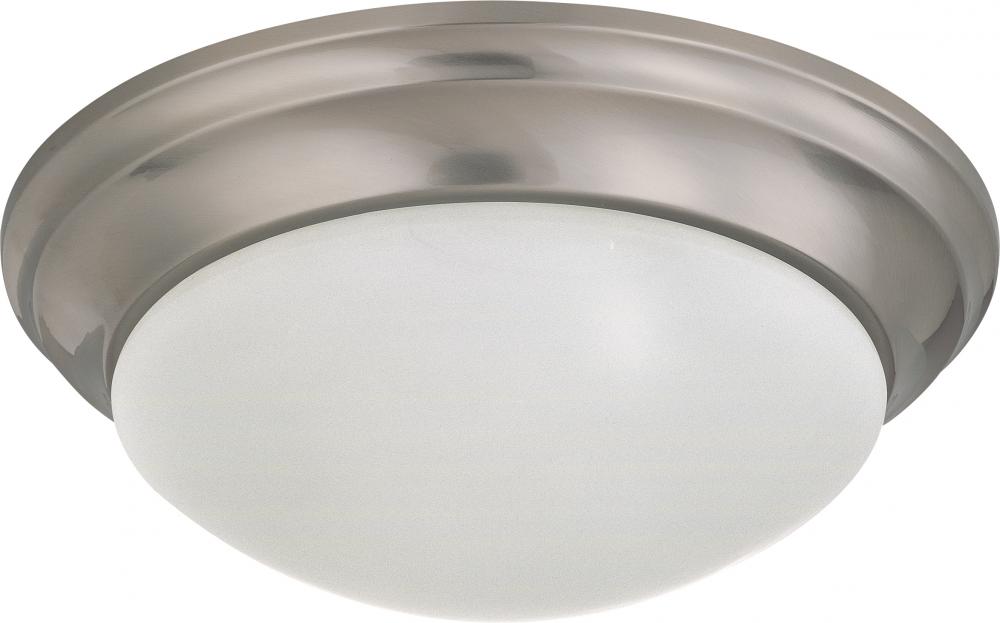 2-Light Twist & Lock Dome Medium Flush Mount Ceiling Light in Brushed Nickel Finish with Frosted