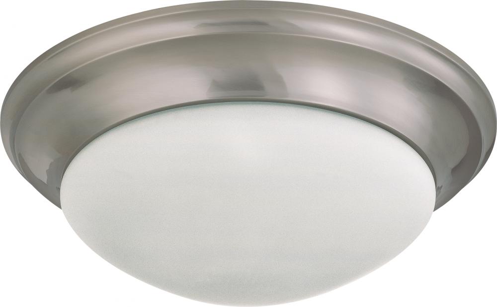 3-Light Twist & Lock Dome Large Flush Mount Ceiling Light in Brushed Nickel Finish with Frosted