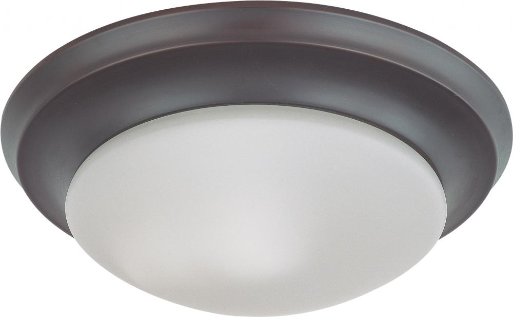 1-Light Twist & Lock Dome Small Flush Mount Ceiling Light in Mahogany Bronze Finish with Frosted