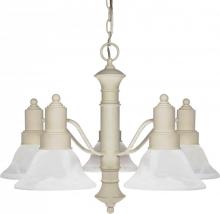 Nuvo 60/195 - 5-Light Textured White Chandelier with Alabaster Glass Bell Shades