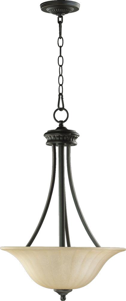 Three Light Old World Amber Scavo Glass Up Pendant